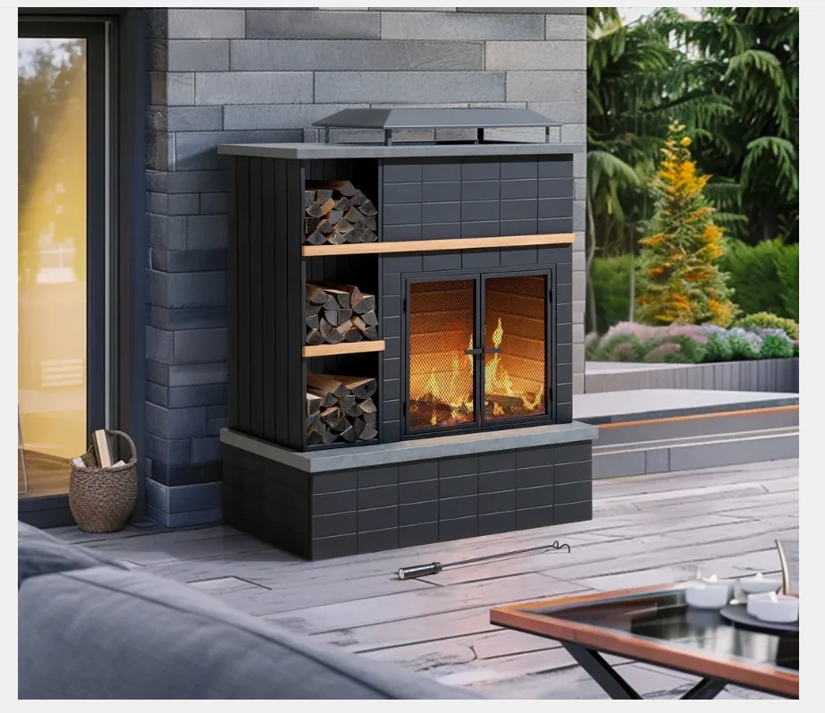 Lareira Exterior de Aço ETNA 106 × 132 cm – Preta