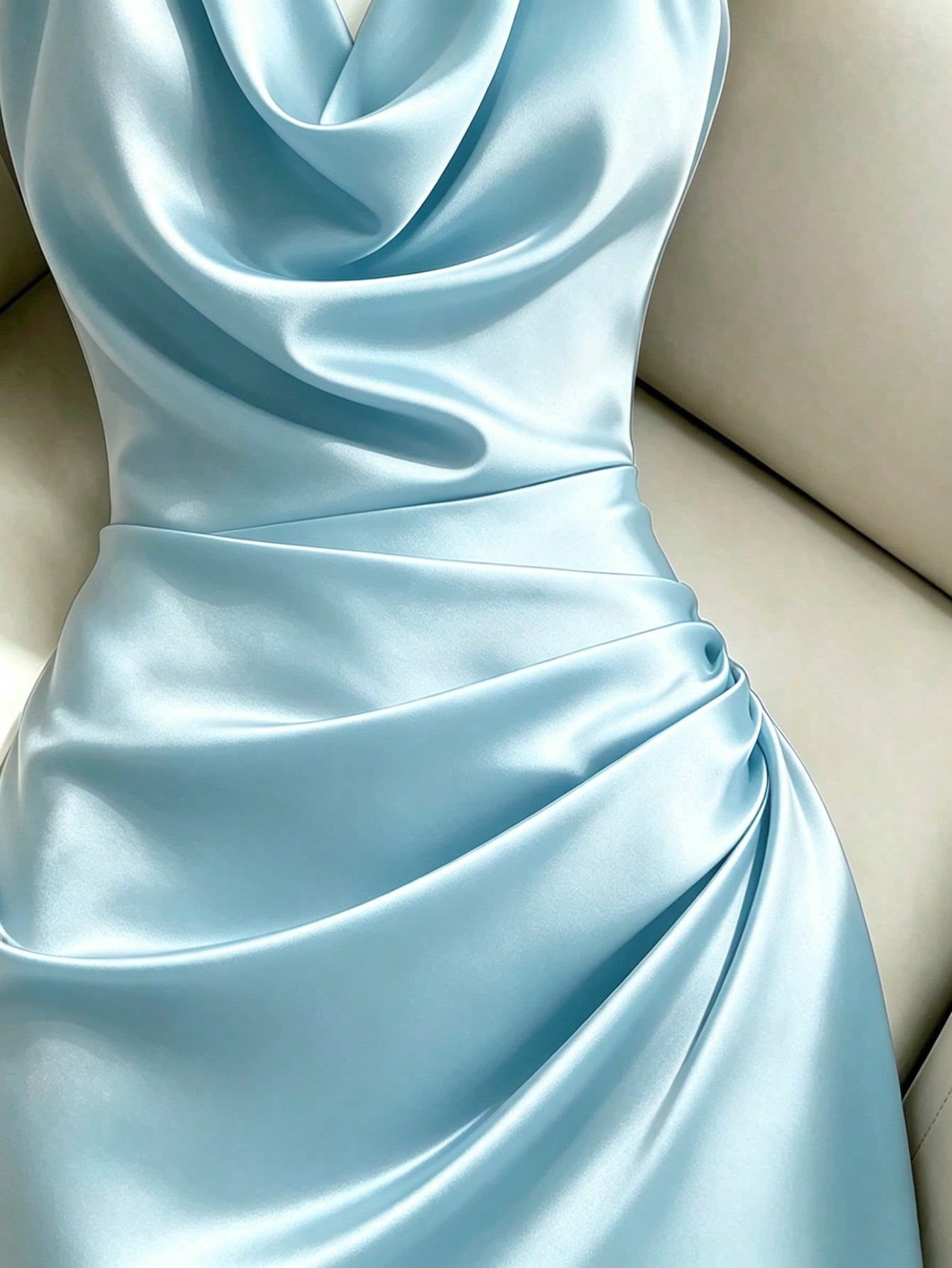 Vestido Mini Azul Gola Drapeada — Franclia — foto 1