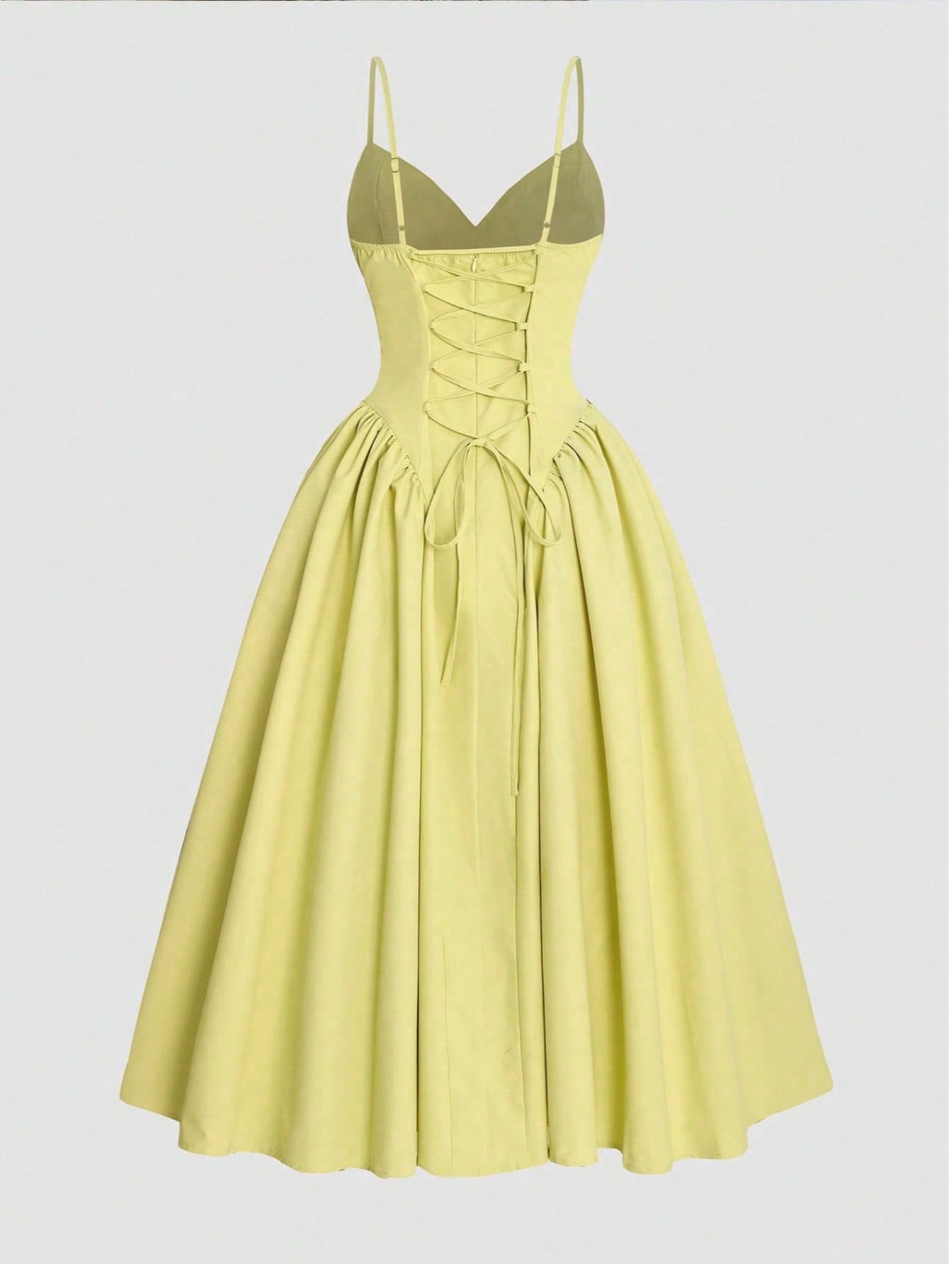 Vestido Amarelo de Alças com Cintura Marcada — foto 1