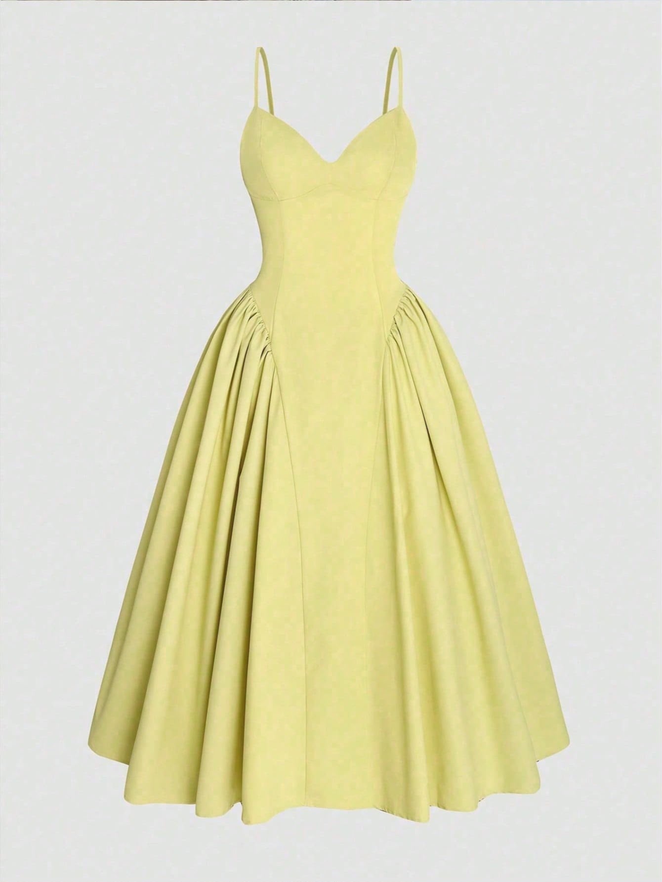 Vestido Amarelo de Alças com Cintura Marcada — foto 2