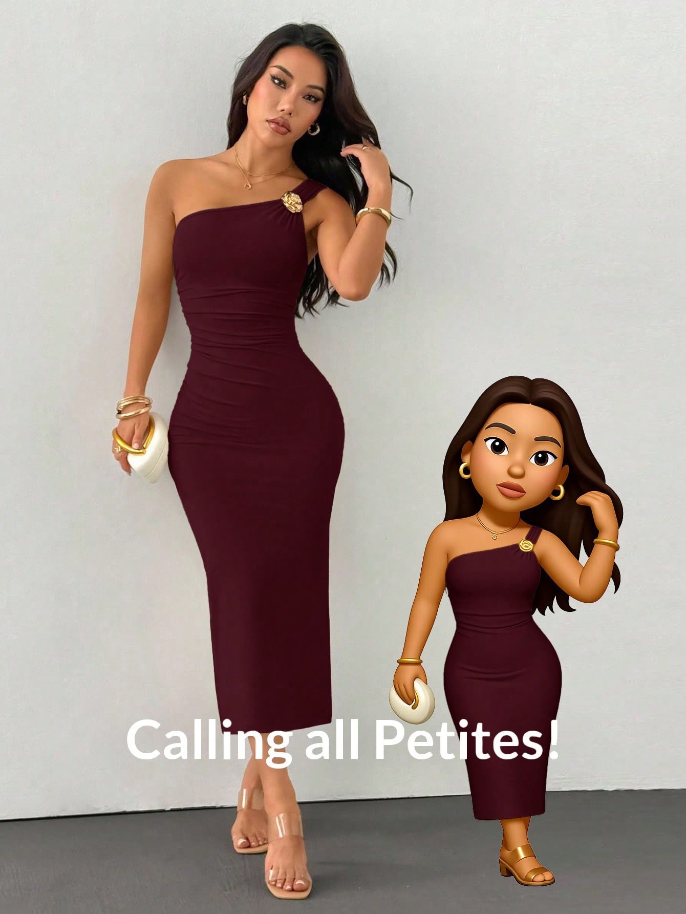 Vestido Vinho com Broche — SHEIN PETITE — foto 1