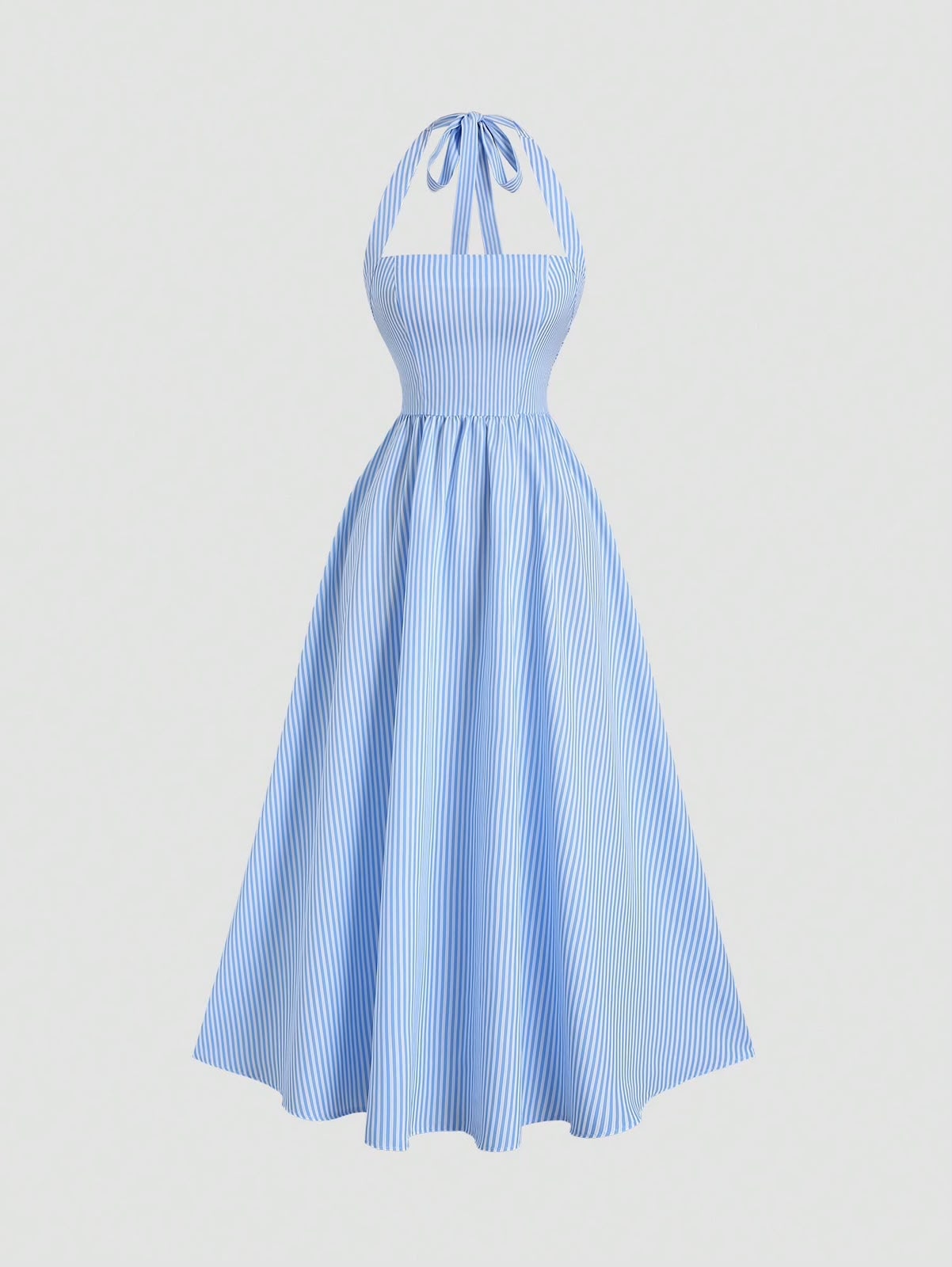 Vestido Longo Listrado Azul — Flirla — foto 2