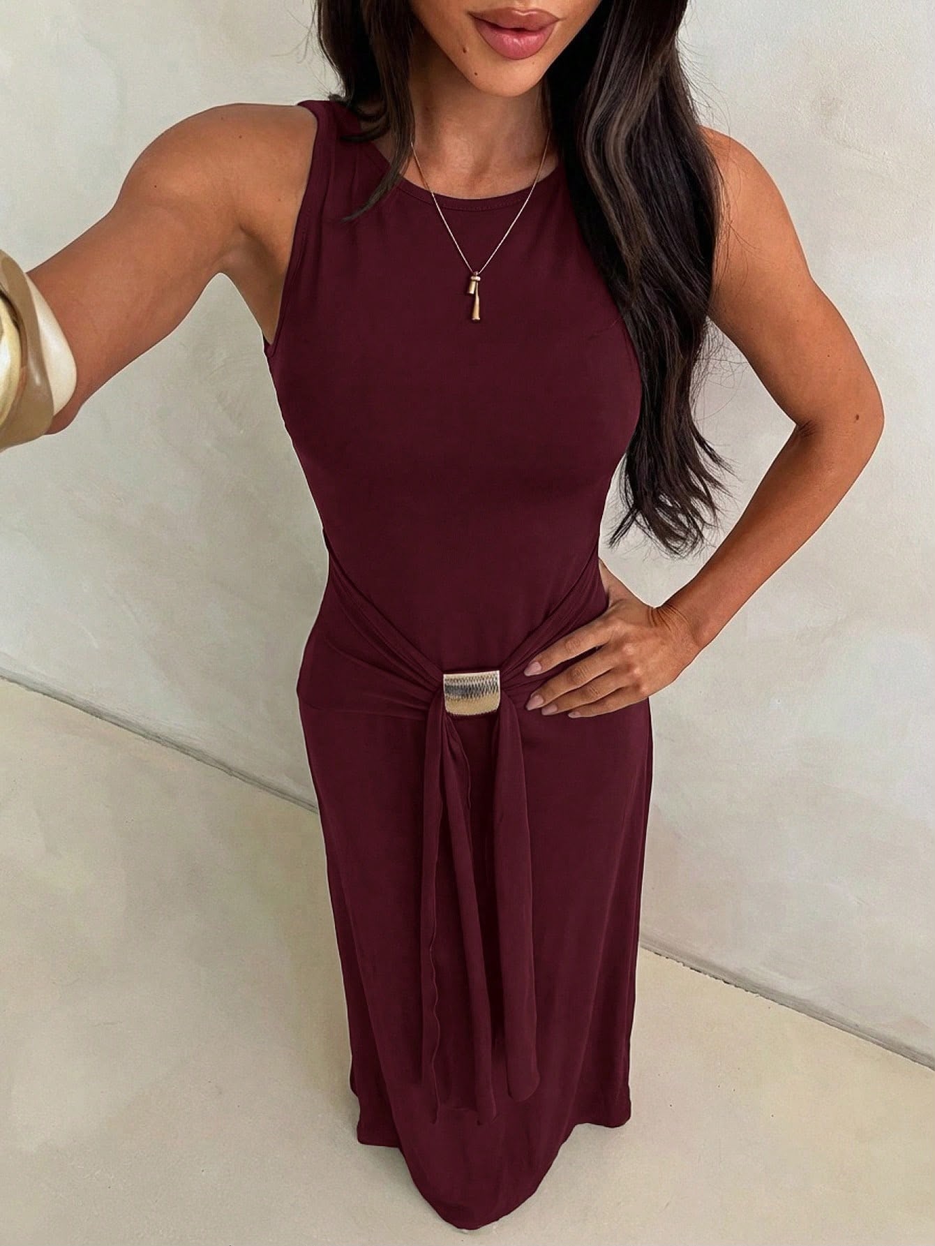 Vestido Longo Vinho Sereia — Aloruh — foto 2