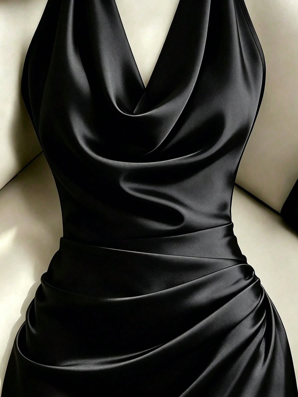 Vestido Mini Preto Gola Drapeada — Franclia — foto 1