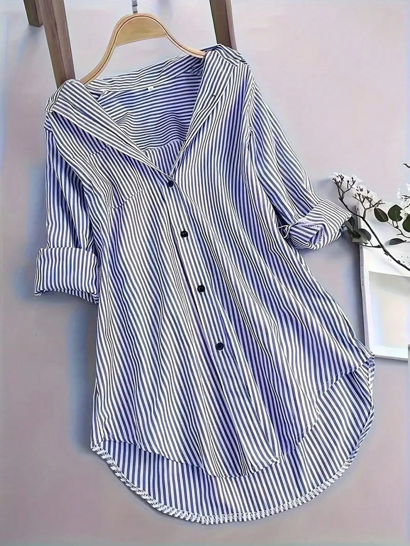 Camisa Listrada Manga Longa — INAWLY — foto 2