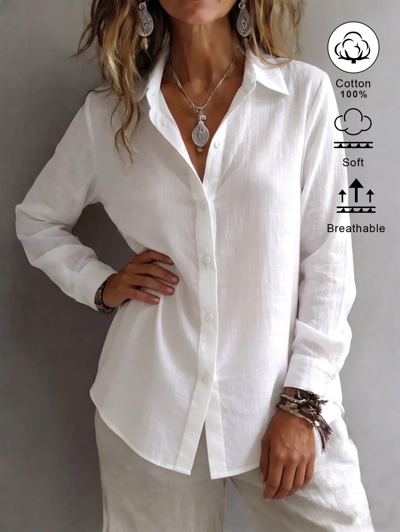 Camisa Branca Acinturada — SHEIN EZwear — foto 1