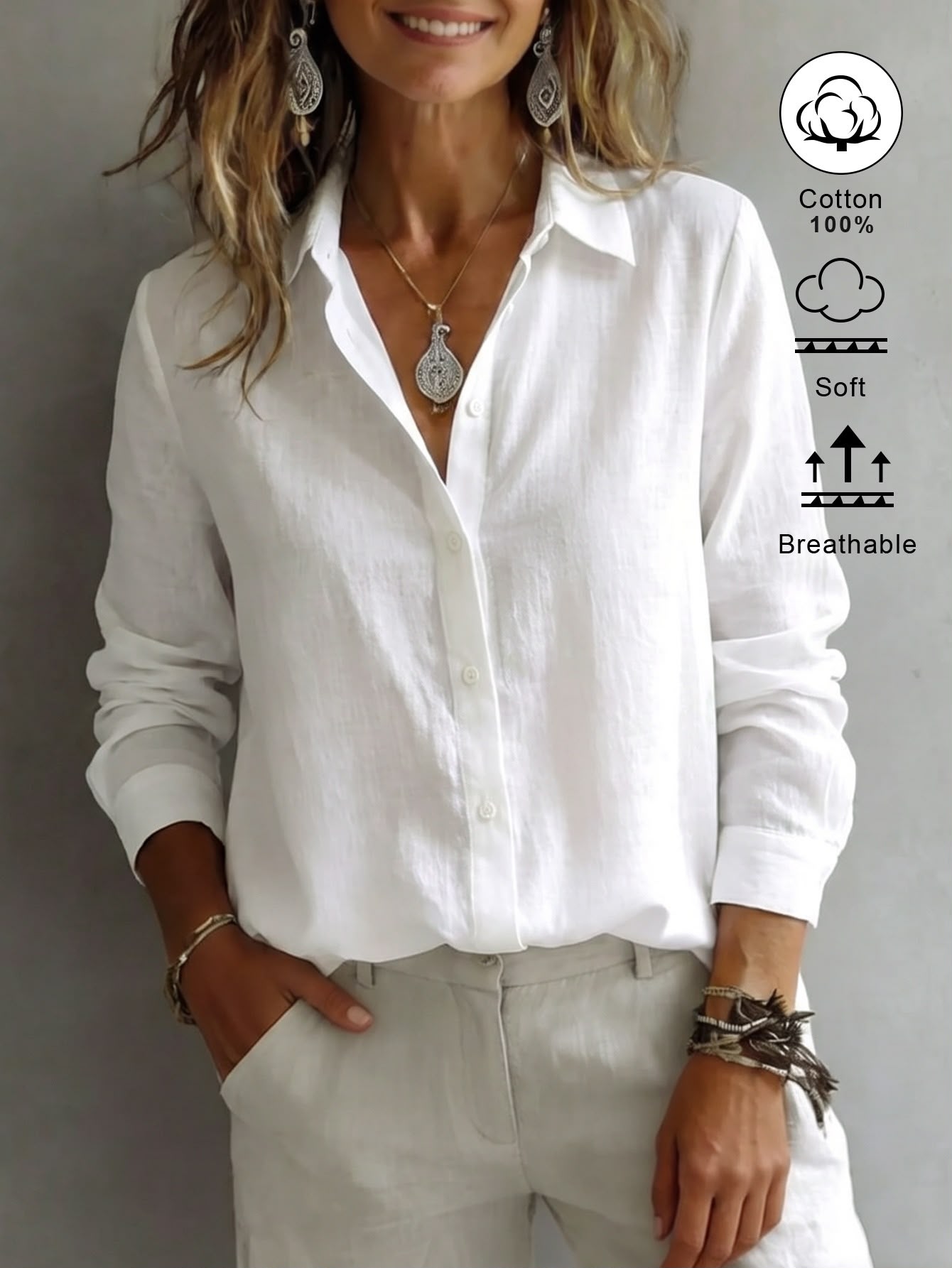 Camisa Branca Acinturada — SHEIN EZwear — foto 2
