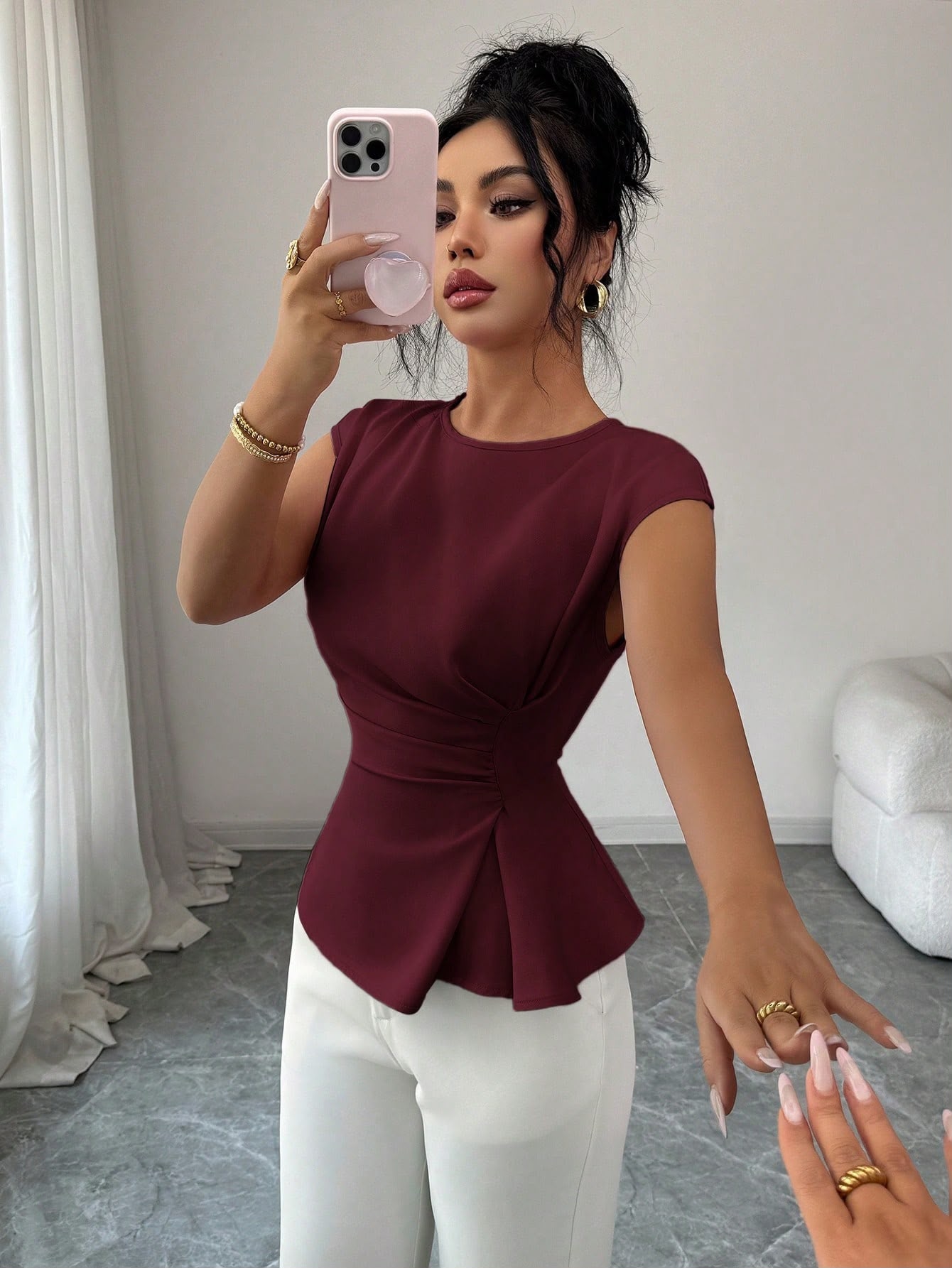 Blusa Vinho Peplum Acinturada — Elenzga — foto 2