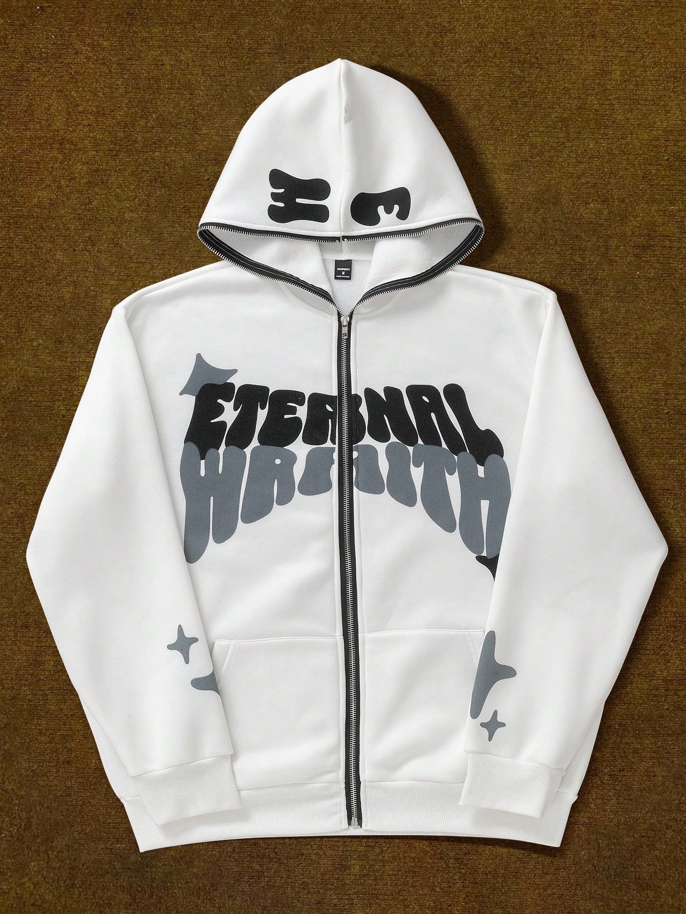 Manfinity Roghcode Moletom masculino folgado com capuz, estampa de letras e forro térmico, ideal para outono e inverno, manga longa. — foto 1